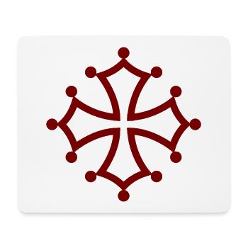 Red Cathar cross, symbol of Occitan resistance - Mouse Pad (horizontal) - white - Front