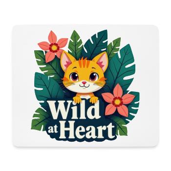 Wilder Katzenfreund mit Blumenmotiven - Mousepad (Querformat) - Weiß - Vorne