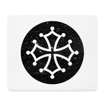 Cathar cross in black circle - Occitan symbol - Mouse Pad (horizontal) - white - Front