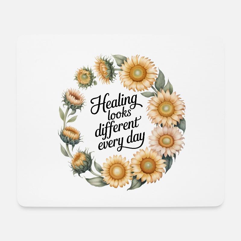 Floral Crown with Quote - Mouse Pad (horizontal) - white