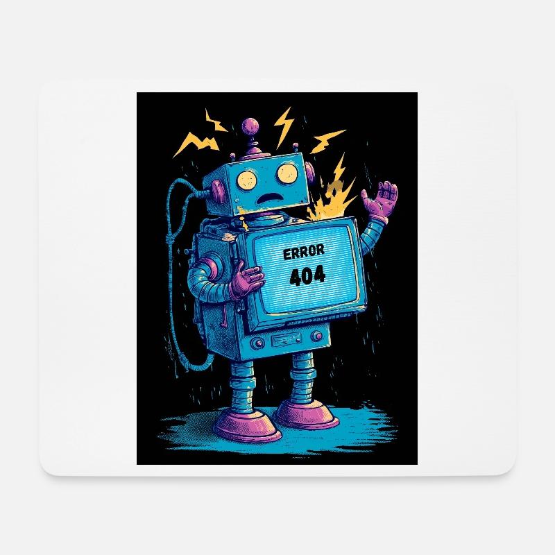 404 Bot – Gehirn nicht gefunden - Mousepad (Querformat) - Weiß