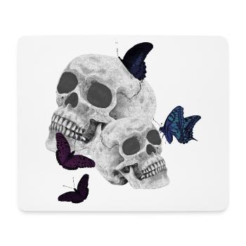 menschenschädel, schmetterlinge, goth - Mousepad (Querformat) - Weiß - Vorne