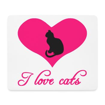 i love cats, herzen, frauen - Mousepad (Querformat) - Weiß - Vorne