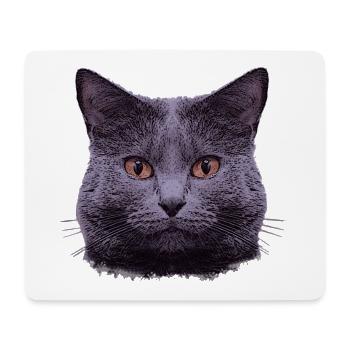 grauer Katzenkopf  - Mousepad (Querformat) - Weiß - Vorne