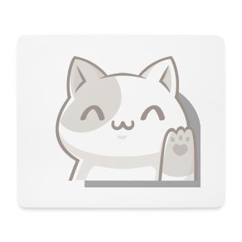 Winkende Kawaii-Katze,Glücksbringer im Chibi-Stil - Mousepad (Querformat) - Weiß - Vorne