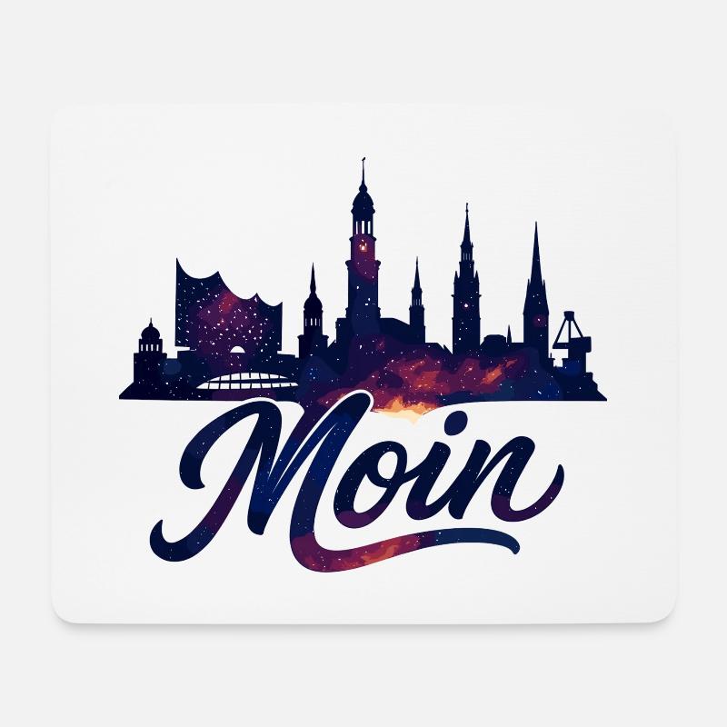 Hamburg Moin Stadt Silhouette galaktisch Geschenk - Mousepad (Querformat) - Weiß