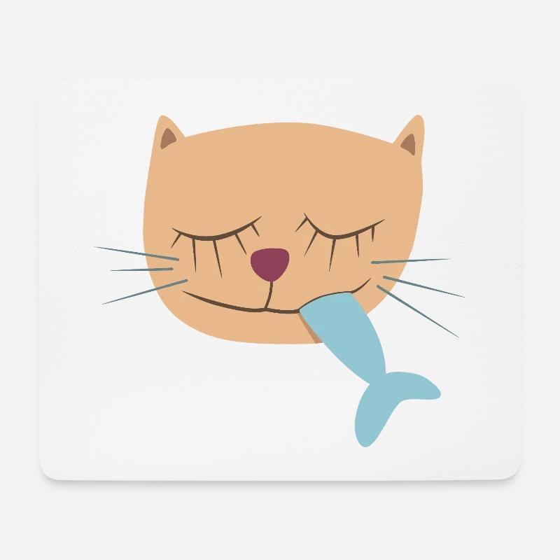 Hafen Katze Kopf Fisch maritim Kinder Deko Comic - Mousepad (Querformat) - Weiß