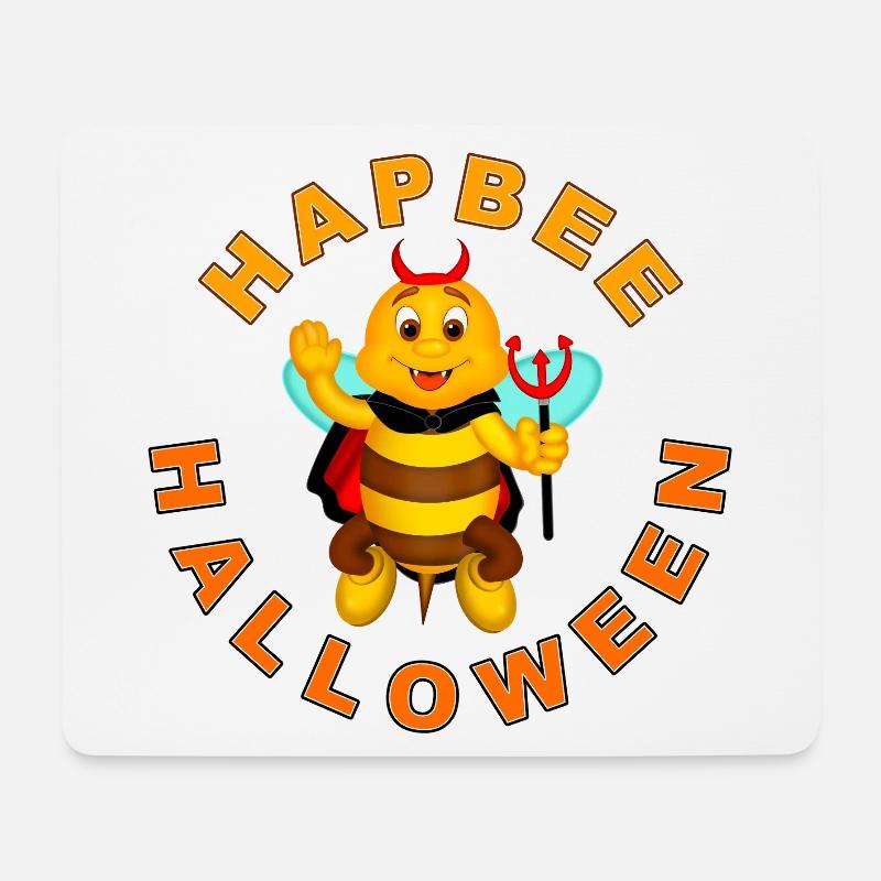 HAPBEE Halloween with text 2 - Mouse Pad (horizontal) - white