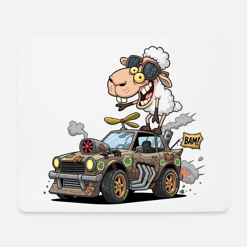 Skurrile Schafe, die brüllen - Mousepad (Querformat) - Weiß