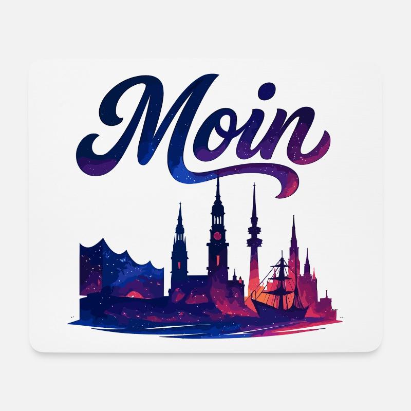 Hamburg Moin Stadt Silhouette galaktisch Geschenk - Mousepad (Querformat) - Weiß