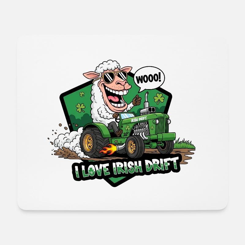 Irisches Drift Schaf Auto Design - Mousepad (Querformat) - Weiß