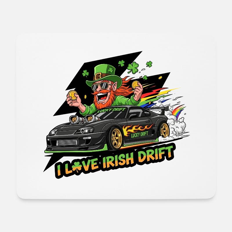 Irisches Drift Celebration T-Shirt - Mousepad (Querformat) - Weiß