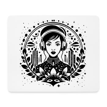 Urban Skyline Shirt – Woman with Headphones - Mouse Pad (horizontal) - white - Front