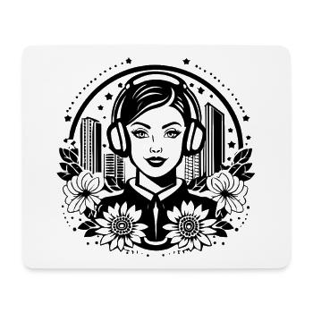 Sous-culture, Style – Femme, Écouteurs, Lieu de rencontre - Tapis de souris (format paysage) - blanc - Devant