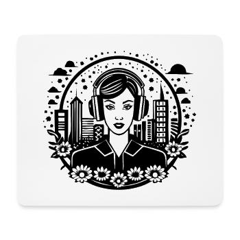 Streetwear, Pop Culture, Subculture – Woman, Headphones - Mouse Pad (horizontal) - white - Front