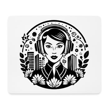 Icône de la tendance de la culture pop - Femme, écouteurs, affiche - Tapis de souris (format paysage) - blanc - Devant