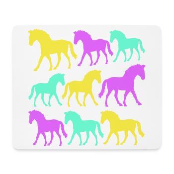 6 chevaux silhouette équipe cavalier équitation amis mignon - Tapis de souris (format paysage) - blanc - Devant