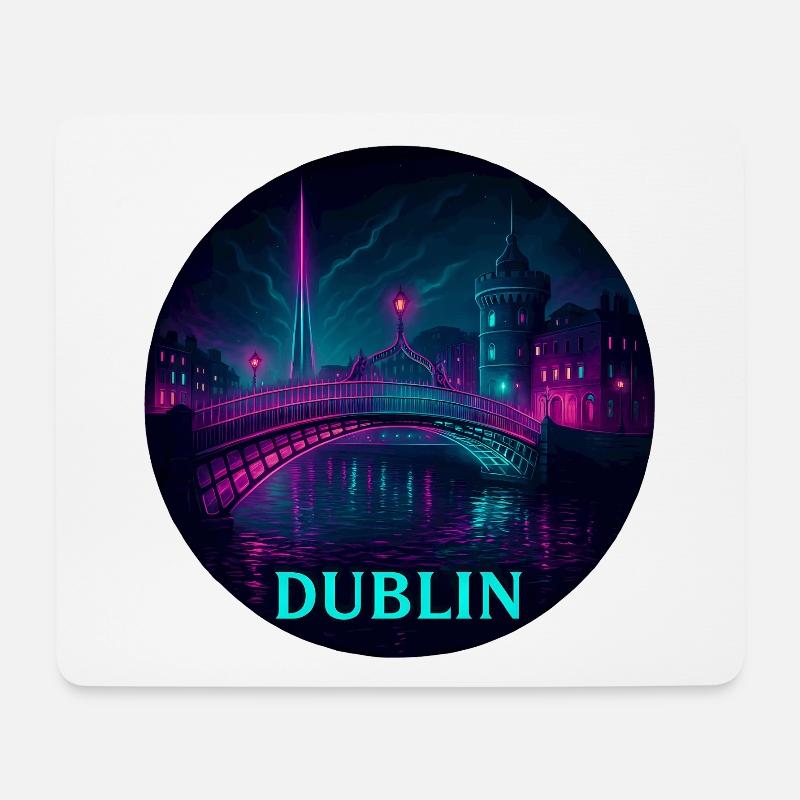 Dublin Souvenir Cyberpunk - Mousepad (Querformat) - Weiß