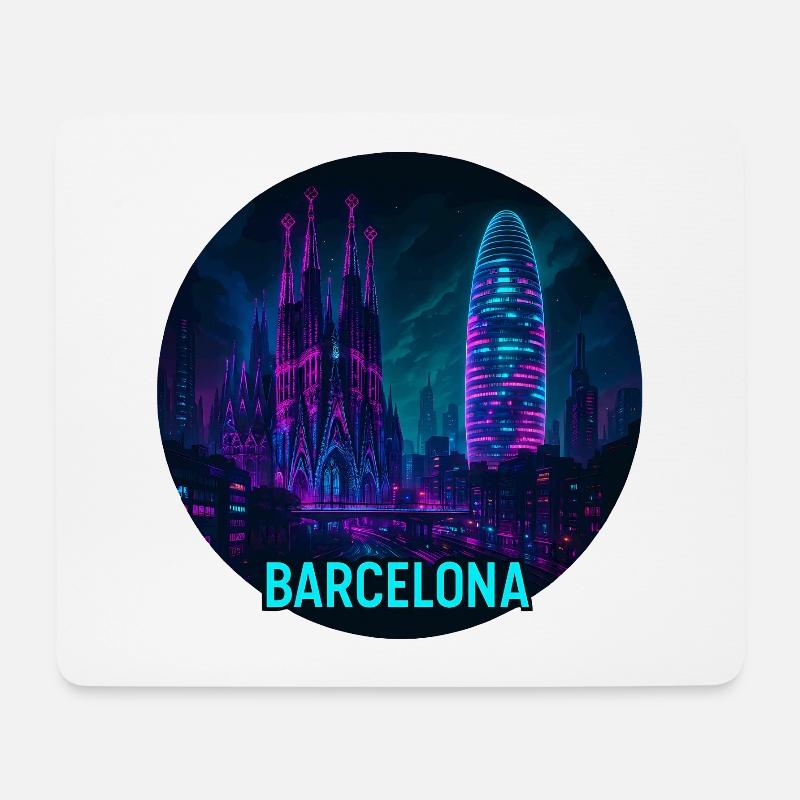 Barcelona Souvenir Cyberpunk - Mousepad (Querformat) - Weiß