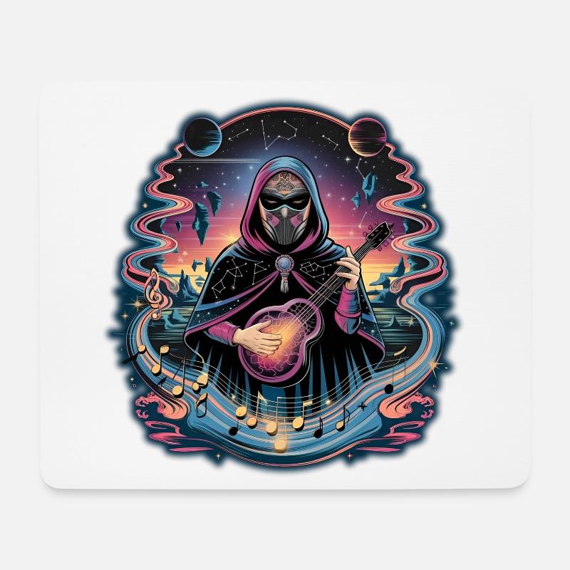 Mystischer Astronaut Musiker Illustration - Mousepad (Querformat) - Weiß