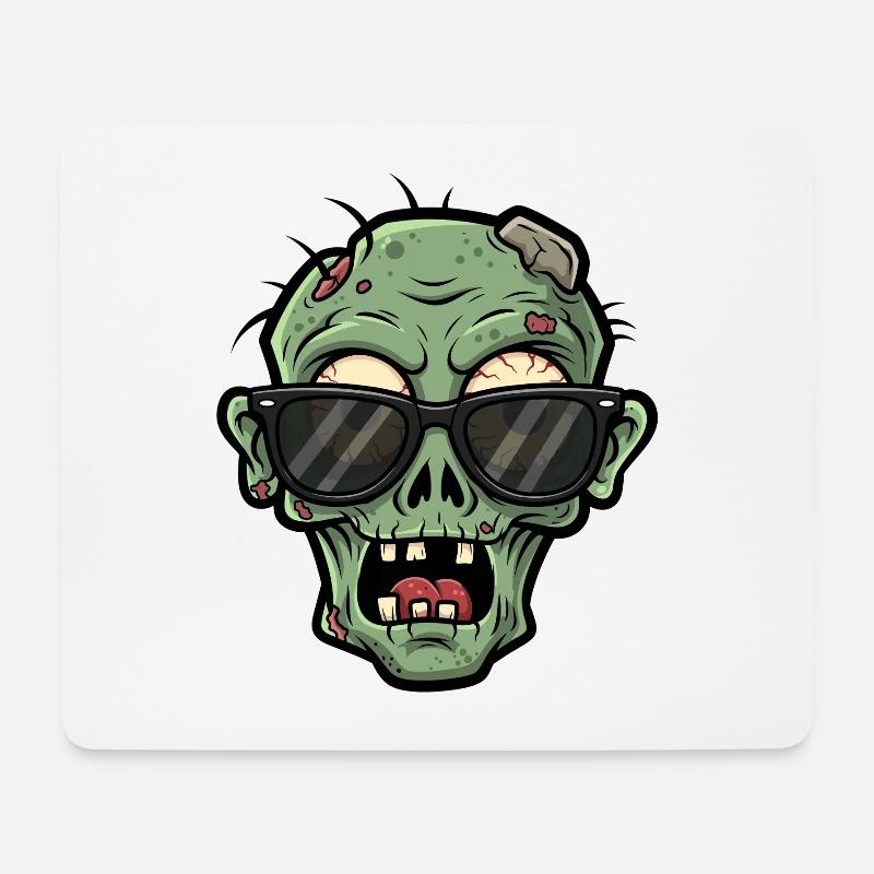 Cartoon scary zombie with sunglasses - Mouse Pad (horizontal) - white