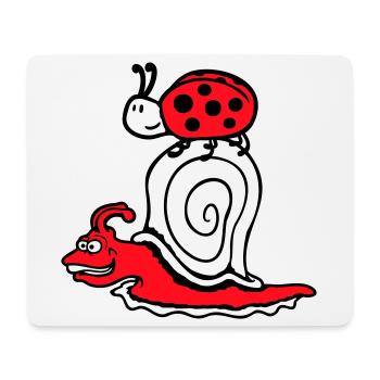 Escargot 2 Amis Coccinelle Équipe Rapide Mignon - Tapis de souris (format paysage) - blanc - Devant