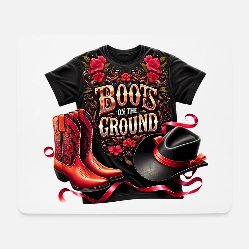 Red Country Hat and Boots - Mouse Pad (horizontal) - white