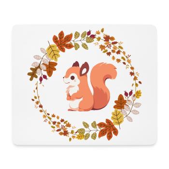 Eichhörnchen im Blätterkranz - Mousepad (Querformat) - Weiß - Vorne