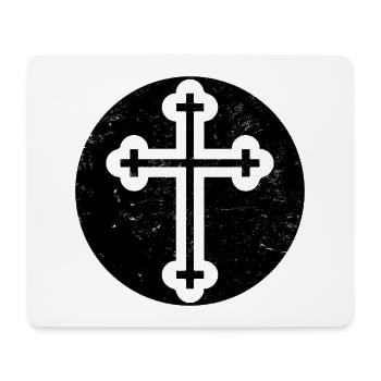 Croix bulgare orthodoxe dans cercle noir - Tapis de souris (format paysage) - blanc - Devant