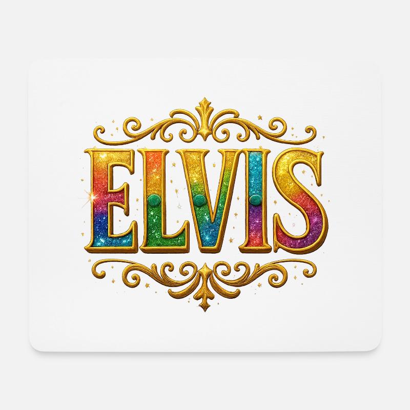 ELVIS Glitter Gold Sequins - Mouse Pad (horizontal) - white