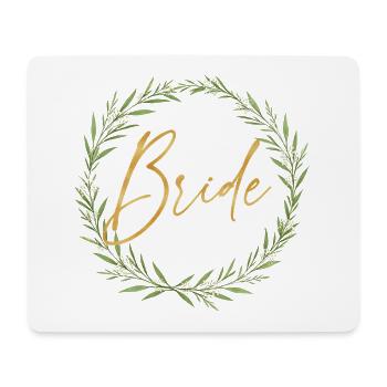Élégante équipe mariée - Design avec couronne de laurier - Tapis de souris (format paysage) - blanc - Devant