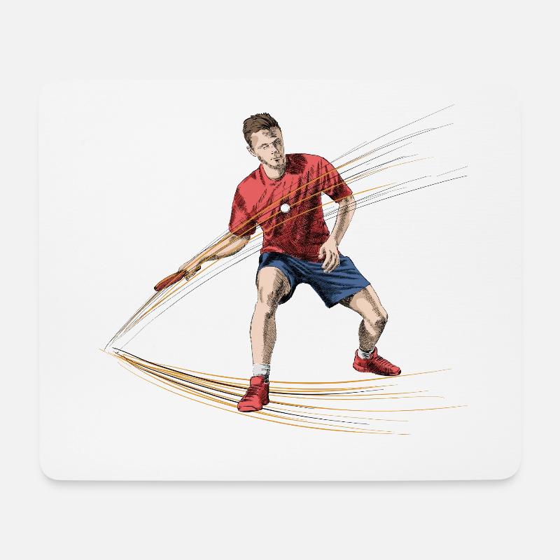 Dynamischer Tischtennisspieler mit Energieeffekten - Mousepad (Querformat) - Weiß