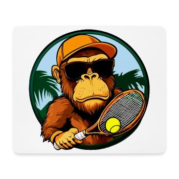 Singe joueur de tennis / Singe tennis - Tapis de souris (format paysage) - blanc - Devant