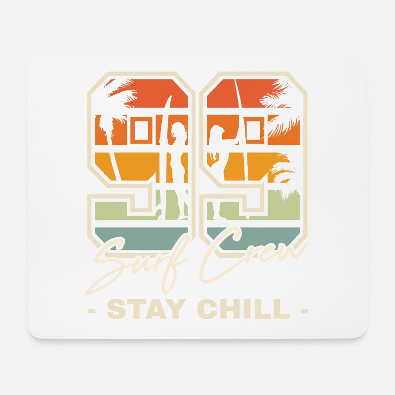 Retro Sonnenuntergang Surf Chill Design - Mousepad (Querformat) - Weiß