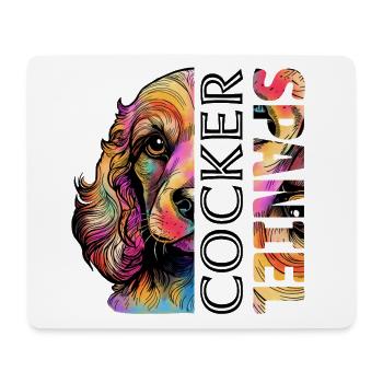 Cocker Spaniel coloré - Tapis de souris (format paysage) - blanc - Devant