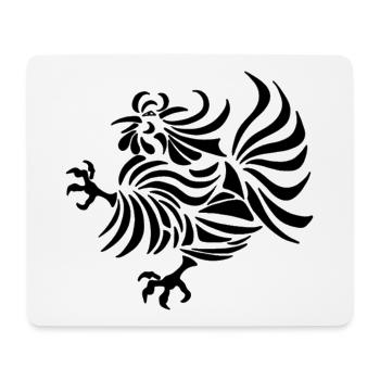 Dessin au trait complexe d'un coq - Tapis de souris (format paysage) - blanc - Devant