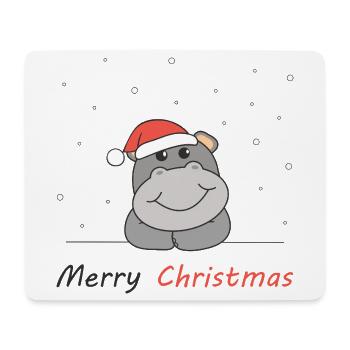 Hippo Christmas Snow Winter Animals Hippos - Mouse Pad (horizontal) - white - Front