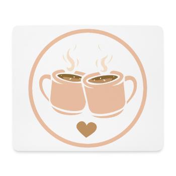 Deux tasses à café avec des cœurs – amour et amitié - Tapis de souris (format paysage) - blanc - Devant