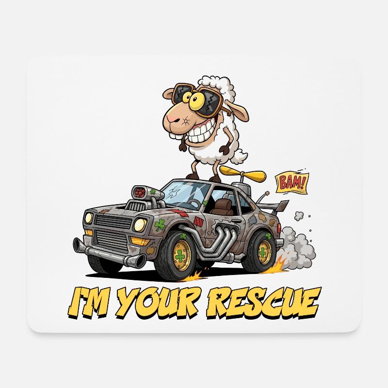 Schaftreiber Rettungswagen Illustration - Mousepad (Querformat) - Weiß