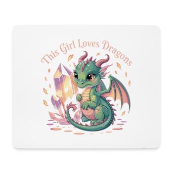 Girl's love for dragons with crystal - Mouse Pad (horizontal) - white - Front
