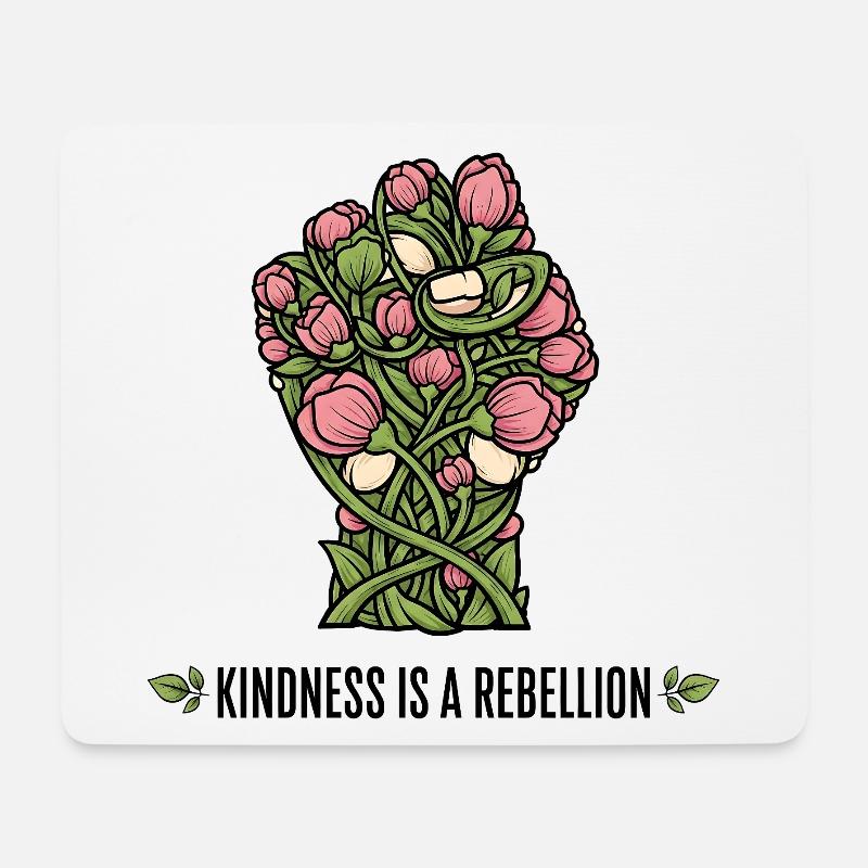 Freundlichkeit ist ein Rebellion Blumenfaust-Design - Mousepad (Querformat) - Weiß