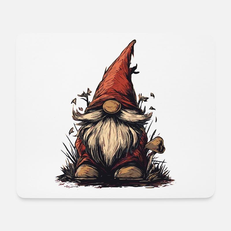 Lustiger Gartenzwerg  - Mousepad (Querformat) - Weiß