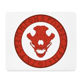 Crâne de loup viking rouge - Tapis de souris (format paysage) - blanc - Devant
