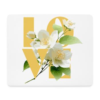 Elegant Jasmine Floral Love Typography - Mouse Pad (horizontal) - white - Front