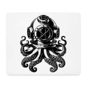 Kraken in diving helmet in vintage look - Mouse Pad (horizontal) - white - Front