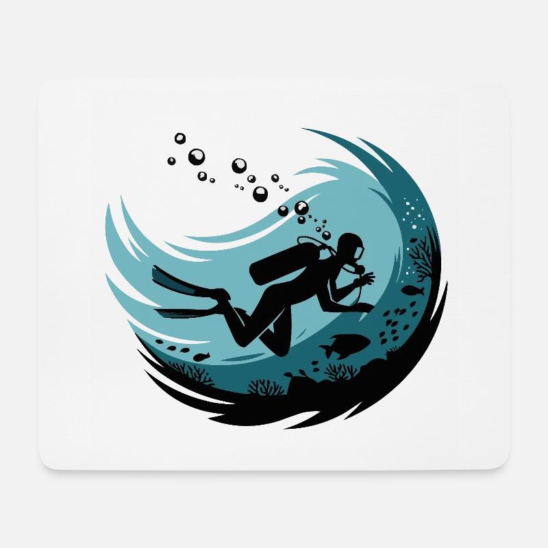 Tiefe Tauchgänge Unterwassermotivation - Mousepad (Querformat) - Weiß