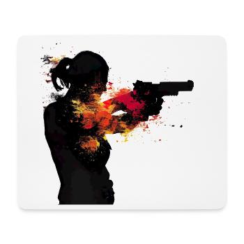Abstract Woman with Pistol in Color Explosion, Sport - Mouse Pad (horizontal) - white - Front