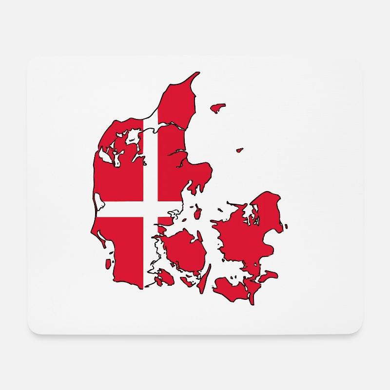 Dänemark Flagge auf Landkarte - Mousepad (Querformat) - Weiß