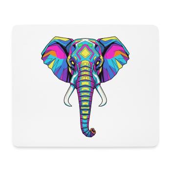 Buntes Elefantenporträt mit geometrischem Muster - Mousepad (Querformat) - Weiß - Vorne