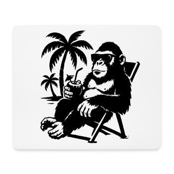 Lässiger Affe mit Sonnenbrille und Kokosnuss - Mousepad (Querformat) - Weiß - Vorne